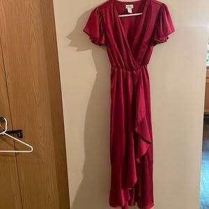 Nicole Miller NY Satin Red Flutter Sleeve Wrap Womens XS